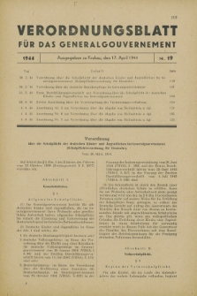 Verordnungsblatt für das Generalgouvernement. 1944, Nr. 19 (17 April)