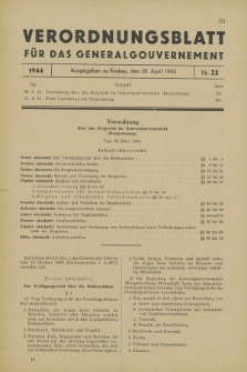 Verordnungsblatt für das Generalgouvernement. 1944, Nr. 22 (28 April)
