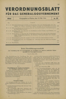 Verordnungsblatt für das Generalgouvernement. 1944, Nr. 25 (18 Mai)