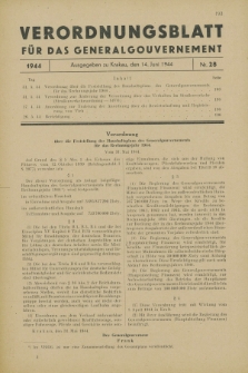 Verordnungsblatt für das Generalgouvernement. 1944, Nr. 28 (14 Juni)