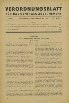 Verordnungsblatt für das Generalgouvernement. 1944, Nr. 29 (19 Juni)