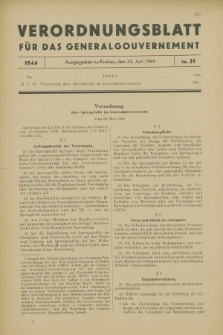 Verordnungsblatt für das Generalgouvernement. 1944, Nr. 31 (24 Juni)