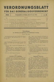 Verordnungsblatt für das Generalgouvernement. 1944, Nr. 32 (29 Juni)