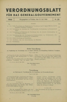 Verordnungsblatt für das Generalgouvernement. 1944, Nr. 33 (15 Juli)