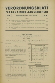 Verordnungsblatt für das Generalgouvernement. 1944, Nr. 34 (15 Juli)