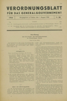 Verordnungsblatt für das Generalgouvernement. 1944, Nr. 36 (1 August)