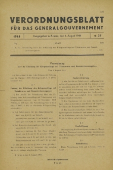 Verordnungsblatt für das Generalgouvernement. 1944, Nr. 37 (4 August)