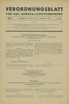 Verordnungsblatt für das Generalgouvernement. 1944, Nr. 41 (1 September)