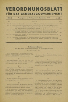 Verordnungsblatt für das Generalgouvernement. 1944, Nr. 42 (6 September)