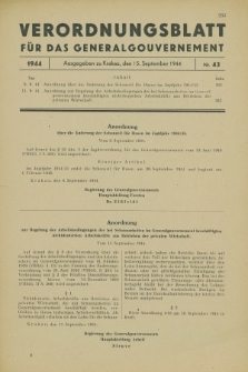 Verordnungsblatt für das Generalgouvernement. 1944, Nr. 43 (15 September)
