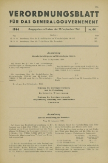 Verordnungsblatt für das Generalgouvernement. 1944, Nr. 44 (20 September)