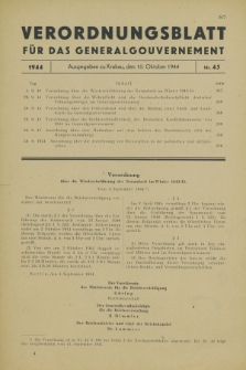 Verordnungsblatt für das Generalgouvernement. 1944, Nr. 45 (10 Oktober)