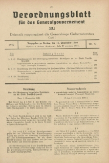 Verordnungsblatt für das Generalgouvernement = Dziennik rozporządzeń dla Generalnego Gubernatorstwa. 1940, Teil = Cz.1, Nr. 52 (13 September)