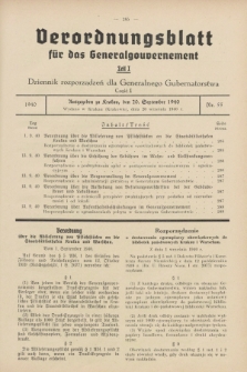 Verordnungsblatt für das Generalgouvernement = Dziennik rozporządzeń dla Generalnego Gubernatorstwa. 1940, Teil = Cz.1, Nr. 55 (20 September)