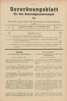 Verordnungsblatt für das Generalgouvernement = Dziennik rozporządzeń dla Generalnego Gubernatorstwa. 1940, Teil = Cz.1, Nr. 57 (27 September)