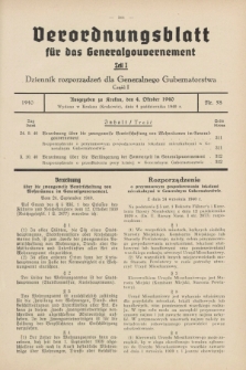 Verordnungsblatt für das Generalgouvernement = Dziennik rozporządzeń dla Generalnego Gubernatorstwa. 1940, Teil = Cz.1, Nr. 58 (4 Oktober)