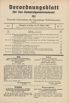 Verordnungsblatt für das Generalgouvernement = Dziennik rozporządzeń dla Generalnego Gubernatorstwa. 1940, Teil = Cz.1, Nr. 61 (24 Oktober)