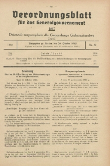 Verordnungsblatt für das Generalgouvernement = Dziennik rozporządzeń dla Generalnego Gubernatorstwa. 1940, Teil = Cz.1, Nr. 62 (26 Oktober)