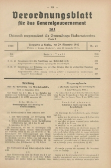 Verordnungsblatt für das Generalgouvernement = Dziennik rozporządzeń dla Generalnego Gubernatorstwa. 1940, Teil = Cz.1, Nr. 64 (20 November)