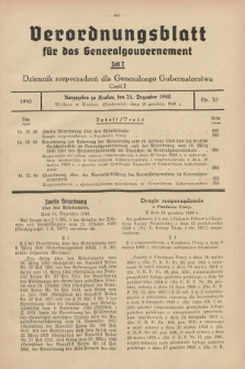 Verordnungsblatt für das Generalgouvernement = Dziennik rozporządzeń dla Generalnego Gubernatorstwa. 1940, Teil = Cz.1, Nr. 70 (21 Dezember)