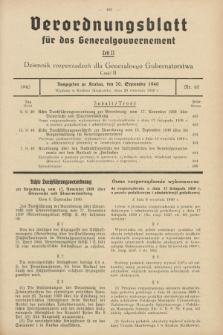 Verordnungsblatt für das Generalgouvernement = Dziennik rozporządzeń dla Generalnego Gubernatorstwa. 1940, Teil = Cz.2, Nr. 60 (20 September)