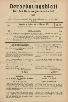 Verordnungsblatt für das Generalgouvernement = Dziennik rozporządzeń dla Generalnego Gubernatorstwa. 1940, Teil = Cz.2, Nr. 70 (28 November)