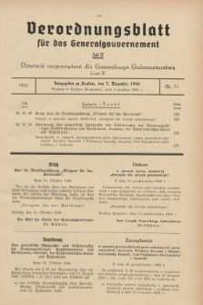 Verordnungsblatt für das Generalgouvernement = Dziennik rozporządzeń dla Generalnego Gubernatorstwa. 1940, Teil = Cz.2, Nr. 71 (3 Dezember)