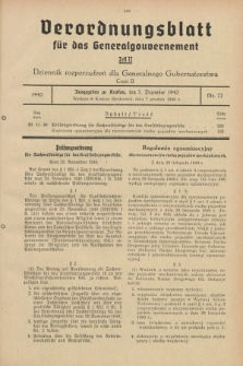 Verordnungsblatt für das Generalgouvernement = Dziennik rozporządzeń dla Generalnego Gubernatorstwa. 1940, Teil = Cz.2, Nr. 72 (7 Dezember)