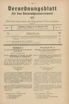 Verordnungsblatt für das Generalgouvernement = Dziennik rozporządzeń dla Generalnego Gubernatorstwa. 1940, Teil = Cz.2, Nr. 78 (30 Dezember)