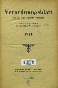 Verordnungsblatt für das Generalgouvernement = Dziennik Rozporządzeń dla Generalnego Gubernatorstwa. 1941, Zeitliche Übersicht = Przegląd chronologiczny