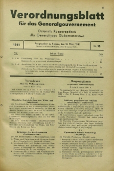 Verordnungsblatt für das Generalgouvernement = Dziennik Rozporządzeń dla Generalnego Gubernatorstwa. 1941, Nr. 16 (13 März)