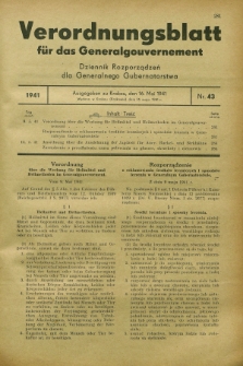 Verordnungsblatt für das Generalgouvernement = Dziennik Rozporządzeń dla Generalnego Gubernatorstwa. 1941, Nr. 43 (16 Mai)