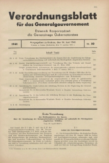 Verordnungsblatt für das Generalgouvernement = Dziennik Rozporządzeń dla Generalnego Gubernatorstwa. 1941, Nr. 50 (14 Juni)