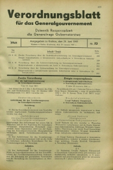 Verordnungsblatt für das Generalgouvernement = Dziennik Rozporządzeń dla Generalnego Gubernatorstwa. 1941, Nr. 53 (24 Juni)
