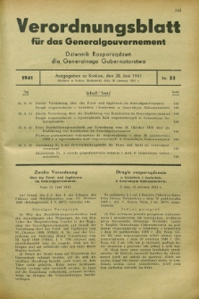 Verordnungsblatt für das Generalgouvernement = Dziennik Rozporządzeń dla Generalnego Gubernatorstwa. 1941, Nr. 55 (28 Juni)