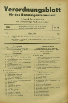 Verordnungsblatt für das Generalgouvernement = Dziennik Rozporządzeń dla Generalnego Gubernatorstwa. 1941, Nr. 56 (30 Juni)