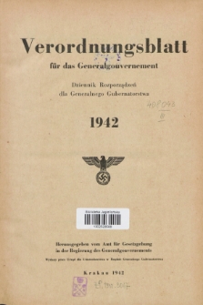 Verordnungsblatt für das Generalgouvernement = Dziennik Rozporządzeń dla Generalnego Gubernatorstwa. 1942, Zeitliche übersicht = Przegląd chronologiczny