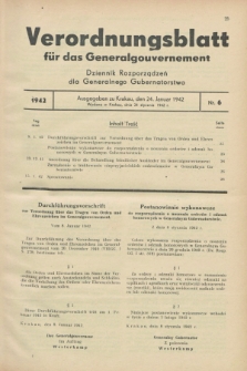 Verordnungsblatt für das Generalgouvernement = Dziennik Rozporządzeń dla Generalnego Gubernatorstwa. 1942, Nr. 6 (24 Januar)