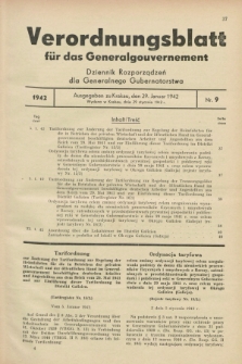 Verordnungsblatt für das Generalgouvernement = Dziennik Rozporządzeń dla Generalnego Gubernatorstwa. 1942, Nr. 9 (29 Januar)