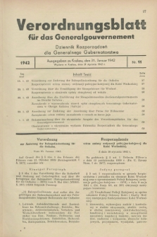 Verordnungsblatt für das Generalgouvernement = Dziennik Rozporządzeń dla Generalnego Gubernatorstwa. 1942, Nr. 11 (31 Januar)