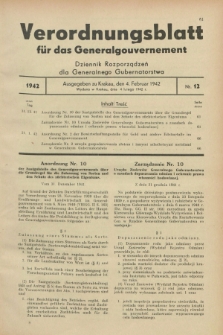 Verordnungsblatt für das Generalgouvernement = Dziennik Rozporządzeń dla Generalnego Gubernatorstwa. 1942, Nr. 12 (4 Februar)