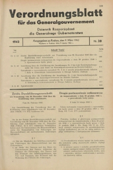 Verordnungsblatt für das Generalgouvernement = Dziennik Rozporządzeń dla Generalnego Gubernatorstwa. 1942, Nr. 20 (9 März)