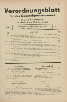 Verordnungsblatt für das Generalgouvernement = Dziennik Rozporządzeń dla Generalnego Gubernatorstwa. 1942, Nr. 32 (25 April)