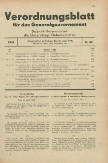 Verordnungsblatt für das Generalgouvernement = Dziennik Rozporządzeń dla Generalnego Gubernatorstwa. 1942, Nr. 34 (30 April)