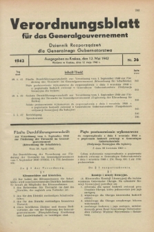 Verordnungsblatt für das Generalgouvernement = Dziennik Rozporządzeń dla Generalnego Gubernatorstwa. 1942, Nr. 36 (12 Mai)