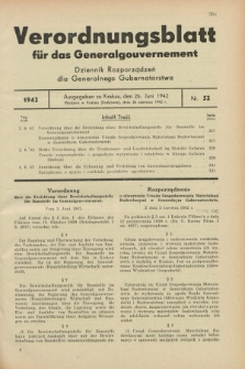 Verordnungsblatt für das Generalgouvernement = Dziennik Rozporządzeń dla Generalnego Gubernatorstwa. 1942, Nr. 52 (26 Juni)