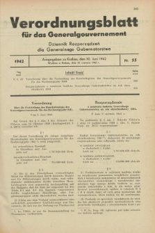 Verordnungsblatt für das Generalgouvernement = Dziennik Rozporządzeń dla Generalnego Gubernatorstwa. 1942, Nr. 55 (30 Juni)