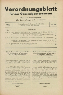 Verordnungsblatt für das Generalgouvernement = Dziennik Rozporządzeń dla Generalnego Gubernatorstwa. 1942, Nr. 58 (7 Juli)