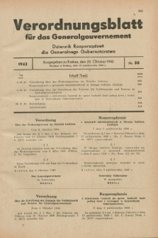 Verordnungsblatt für das Generalgouvernement = Dziennik Rozporządzeń dla Generalnego Gubernatorstwa. 1942, Nr. 88 (20 Oktober)