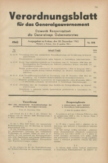 Verordnungsblatt für das Generalgouvernement = Dziennik Rozporządzeń dla Generalnego Gubernatorstwa. 1942, Nr. 111 (30 Dezember)